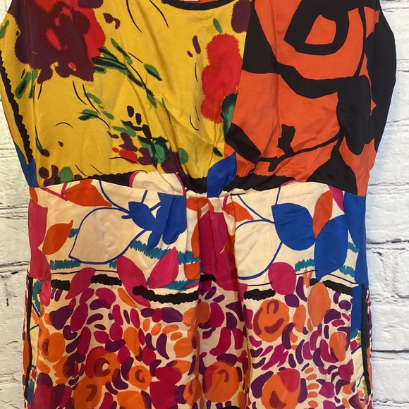 Anthropologie Moulinette Soeurs Orange Yellow 100% Silk Dress Size 2 - Picture 5 of 13